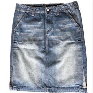 7 for All Mankind Denim Midi Skirt Blue Size 27 Vintage Y2K